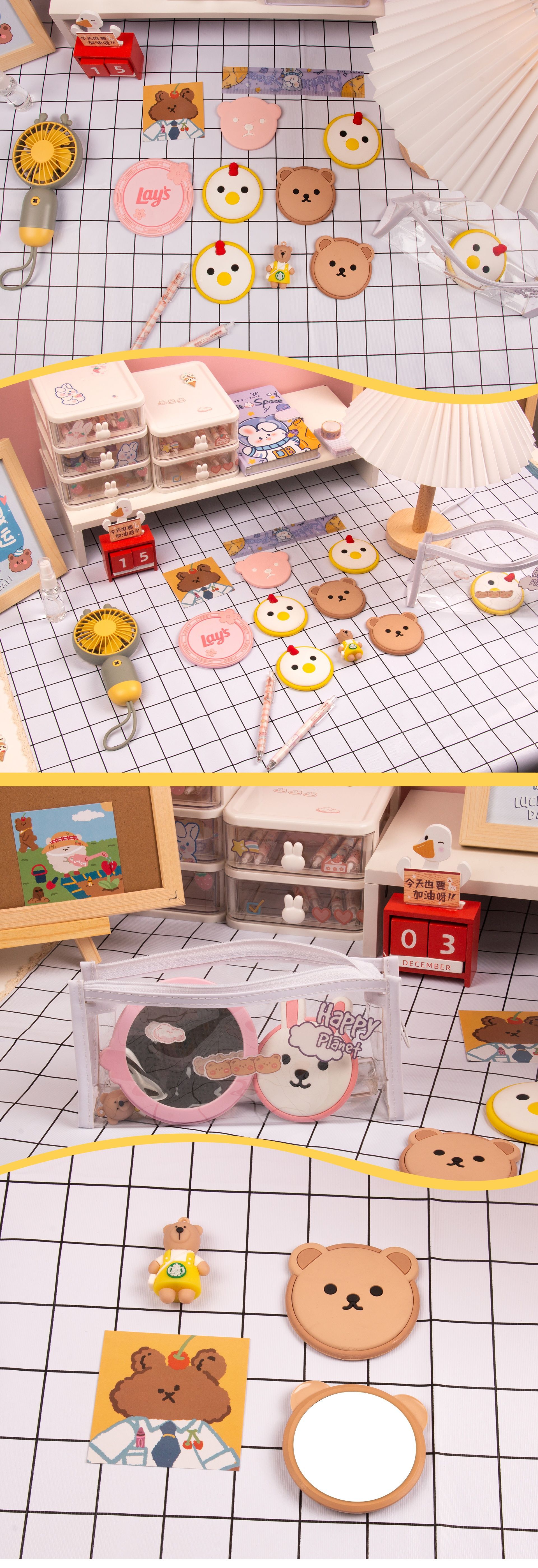 现货PVC软胶随身镜梳妆镜卡通图案化妆镜便携化妆镜创意滴胶小镜详情6