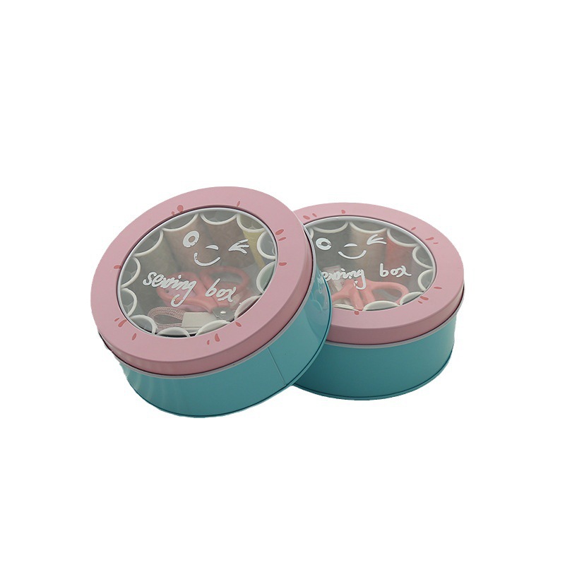 Round window iron box sewing box set pic 3