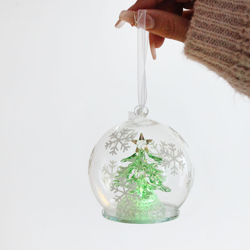 圣诞节礼物拉丝圣诞树淄博琉璃工艺品玻璃制品桌面摆件手工装饰灯详情20