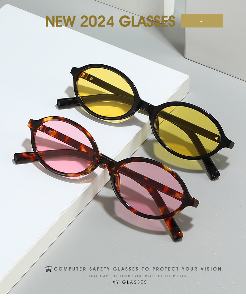 24爆款欧美时尚椭圆小框墨镜女高级感太阳镜女跨境批发sunglasses详情1