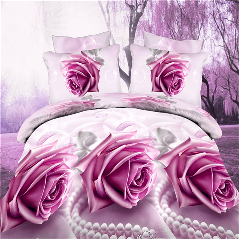 Wholesale of 3D four-piece sets of printed bedding for export with active brushed large patterns pic 31