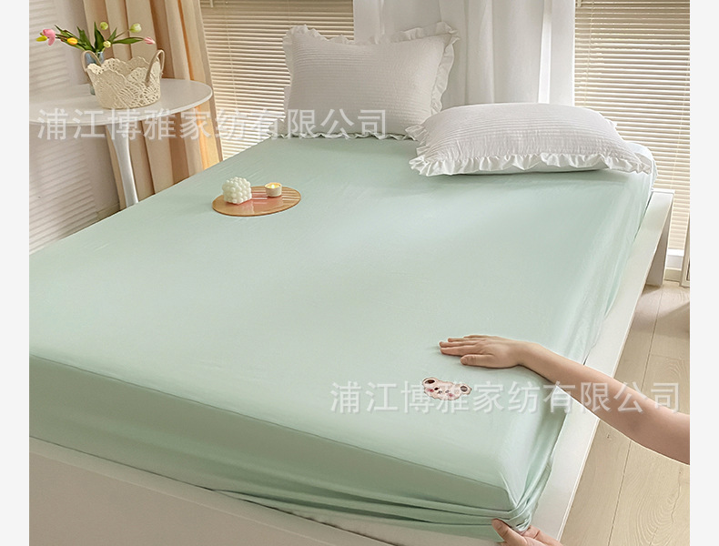High-quality, simple cartoon ins pure cotton solid color embroidered bed covers, pure cotton mattress protective covers, bedspreads, single item wholesale pic 15