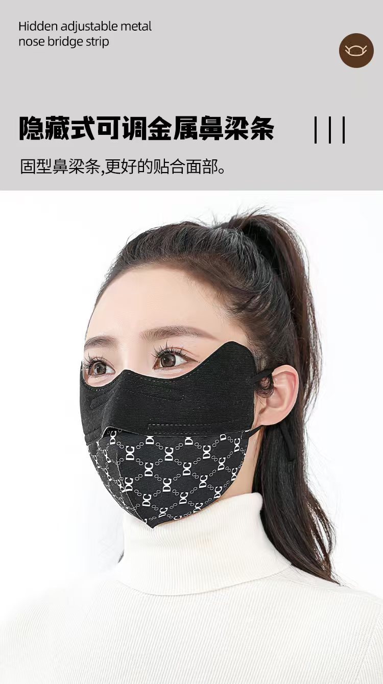 跨境秋冬季保暖口罩可水洗时尚百搭口罩防风御寒面罩清新高颜值详情2