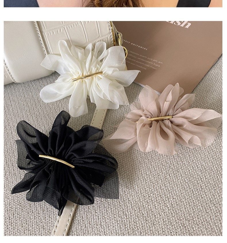 超仙气质雪纺花朵发夹女夏季后脑勺马尾夹子头饰高级感简约弹簧夹详情4