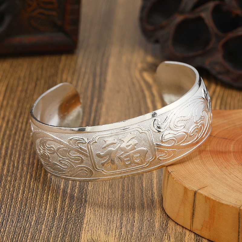 Retro ethnic style Miao silver bracelet, personalized wide opening bracelet, new Chinese style ancient style Guizhou handmade silver jewelry bracelet for children pic 26