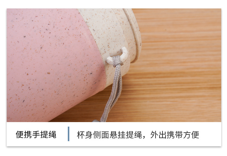 国潮小麦秸秆杯双层保温杯密封水杯随手高颜值塑料杯便携挂绳水杯批发详情10
