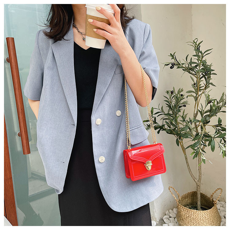 2021夏季新款PVC果冻包mini时尚花边小方包化妆包单肩斜挎ins女包详情22