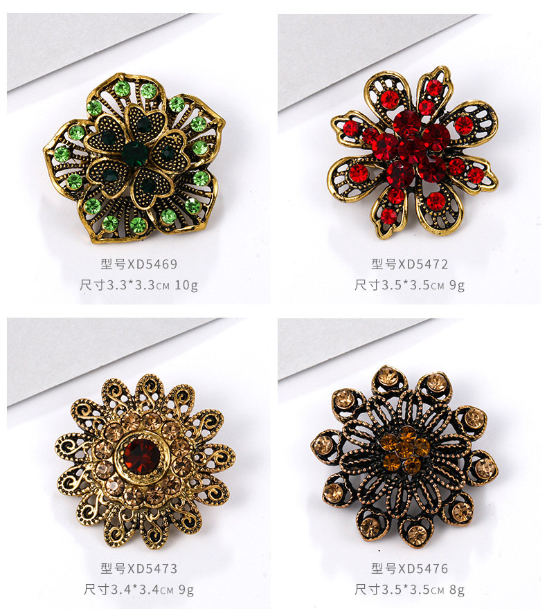 亚马逊时尚外贸卡装镶水钻胸针 合金水钻小别针胸花服饰 配饰批发详情9