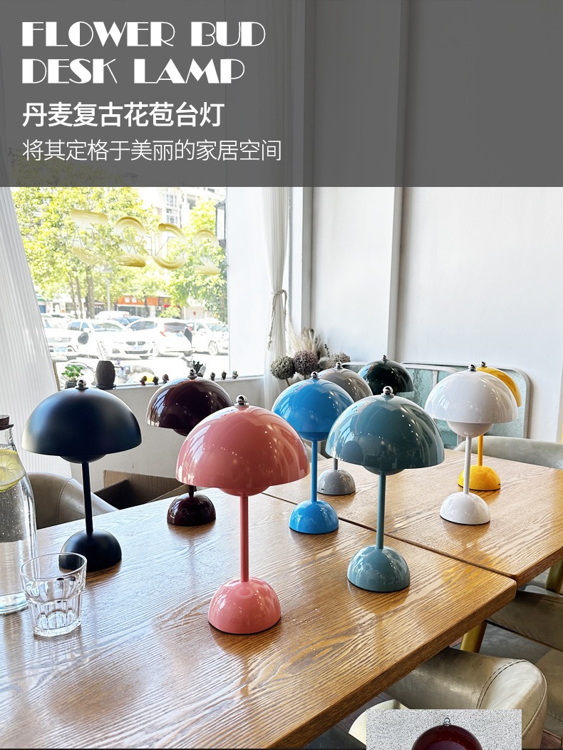 跨境热销装饰台灯 源头工厂现货现发USB充电触摸卧室蘑菇花苞台灯详情1