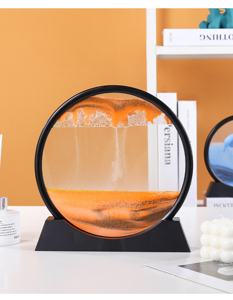 创意轻奢立体流沙画摆件客厅玄关家居装饰办公室桌面解压玻璃沙漏详情10