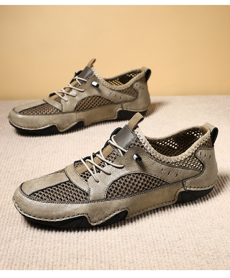 真皮牛皮跨境新款男士休闲运动鞋大码缝制透气网面鞋八爪鱼男鞋子详情35