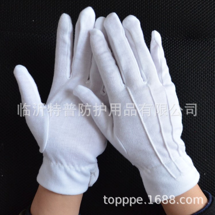 Three-ribbed buckle gloves, ceremonial gloves, pure cotton gloves, military parade command, driver performance, security guard and concierge gloves pic 11