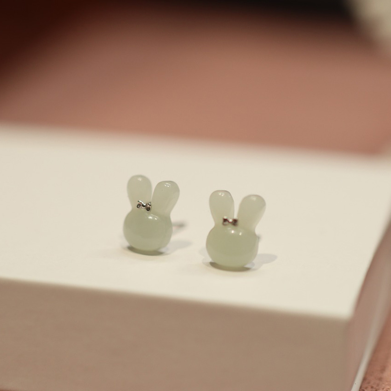 Natural Hetian jade rabbit earrings, a niche design for women, 925 silver ear rings, a high-end and elegant ear accessory for your girlfriend pic 11