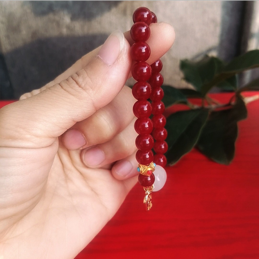 仿朱砂紫金砂手串DIY搭配和田玉佛珠饰品简约小清新详情3