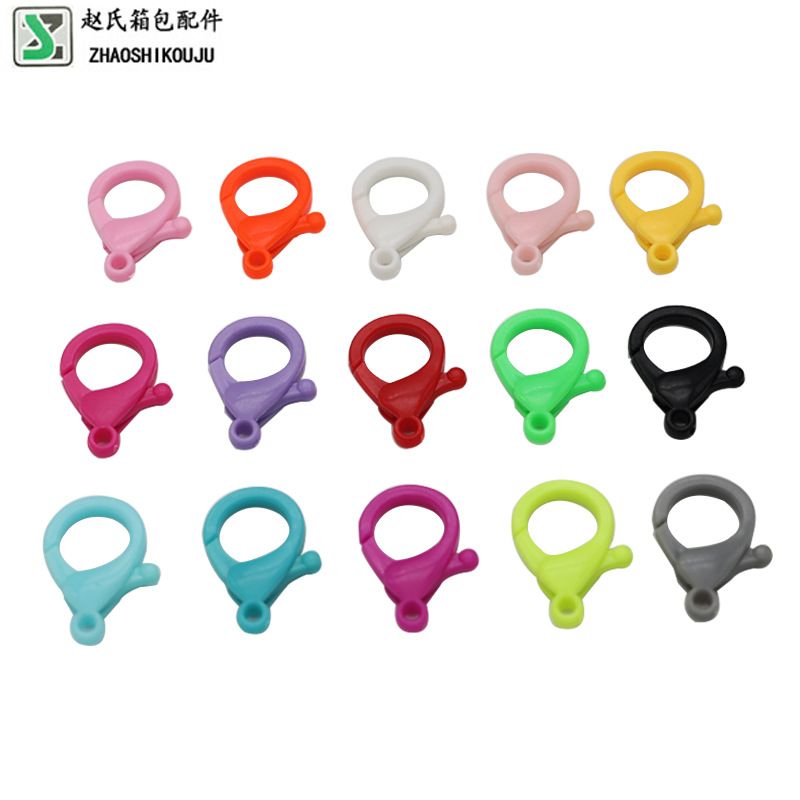彩色弹簧扣箱包配件钥匙背包挂扣龙虾扣现货塑料黑色玩偶公仔挂扣详情6