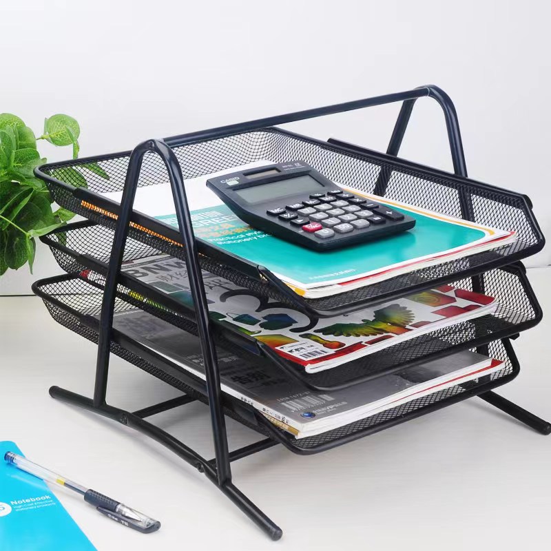 Wholesale of office supplies, desktop wire mesh, metal ironwork, three-layer and four-layer file trays, storage file racks pic 5