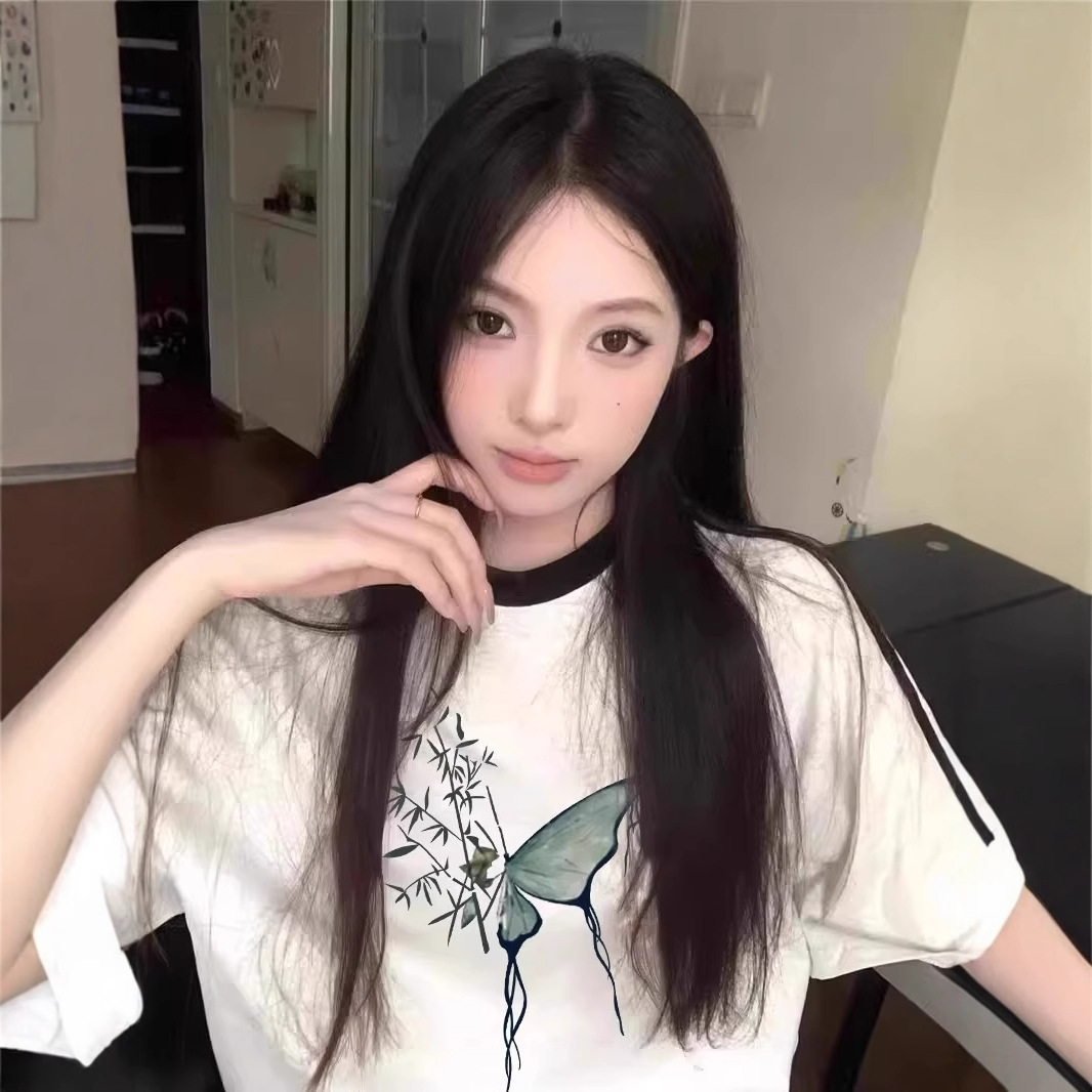 纯棉短袖t恤女2025新款爆款夏季设计感小众条纹美式宽松半袖上衣详情10