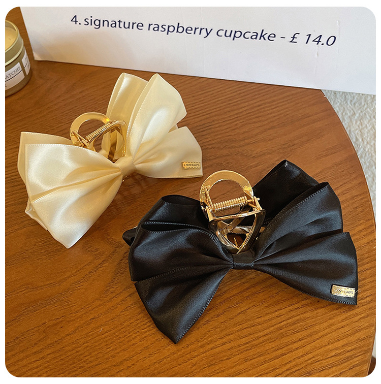 韩式双面蝴蝶结抓夹气质黑色发夹高级感鲨鱼夹秋冬发卡头饰卡子详情10