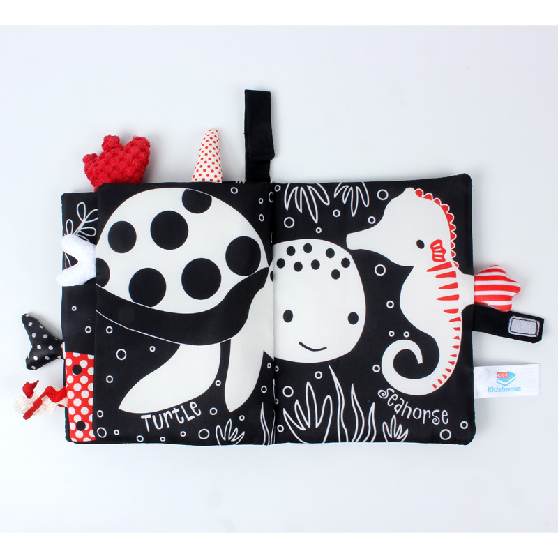 Tail cloth books, toy books, baby cloth books, sound paper enlightenment books, black and white red cloth books pic 9