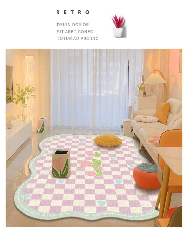 小清新四季通用卧室满铺毯家用柔软仿羊绒地毯吸水防滑客厅地毯详情19