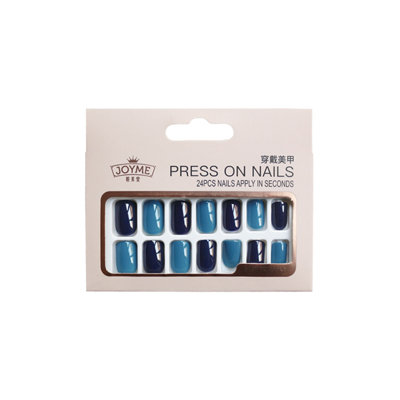 Short square-headed false nail patches for autumn and winter color contrast wearing nails, maple leaf red and dark green mixed monochrome nail art products pic 14