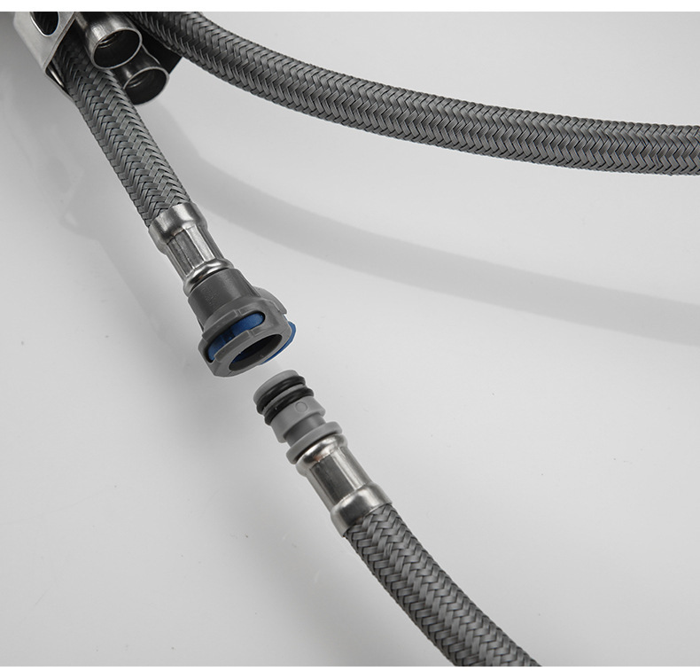 Cross-border foreign trade version 304 stainless steel brushed black flat three-way kitchen sink sink, pull-out cold and hot water faucet pic 12