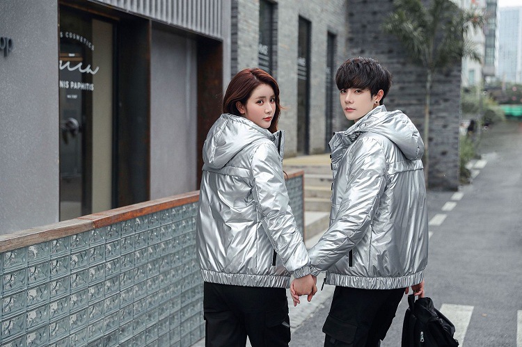 Shiny down jackets for men and women, short Korean-style slimming and thickening, warm, casual and fashionable couple coats, white duck down pic 13