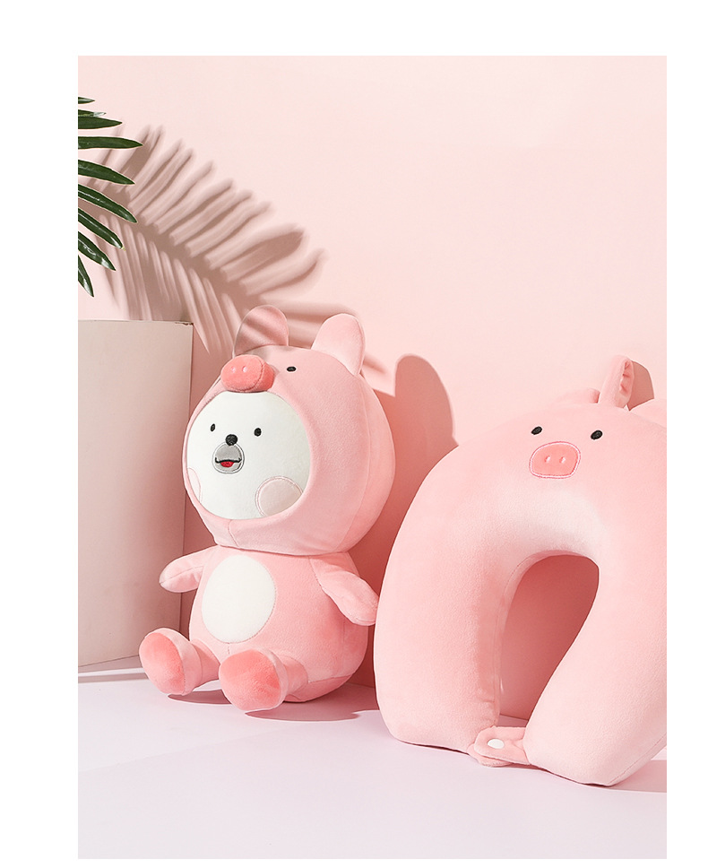 Wholesale cartoon animal U-shaped pillow, neck pillow, two-in-one dual-purpose pillow, foam particle pillow, animal transformation pillow pic 22