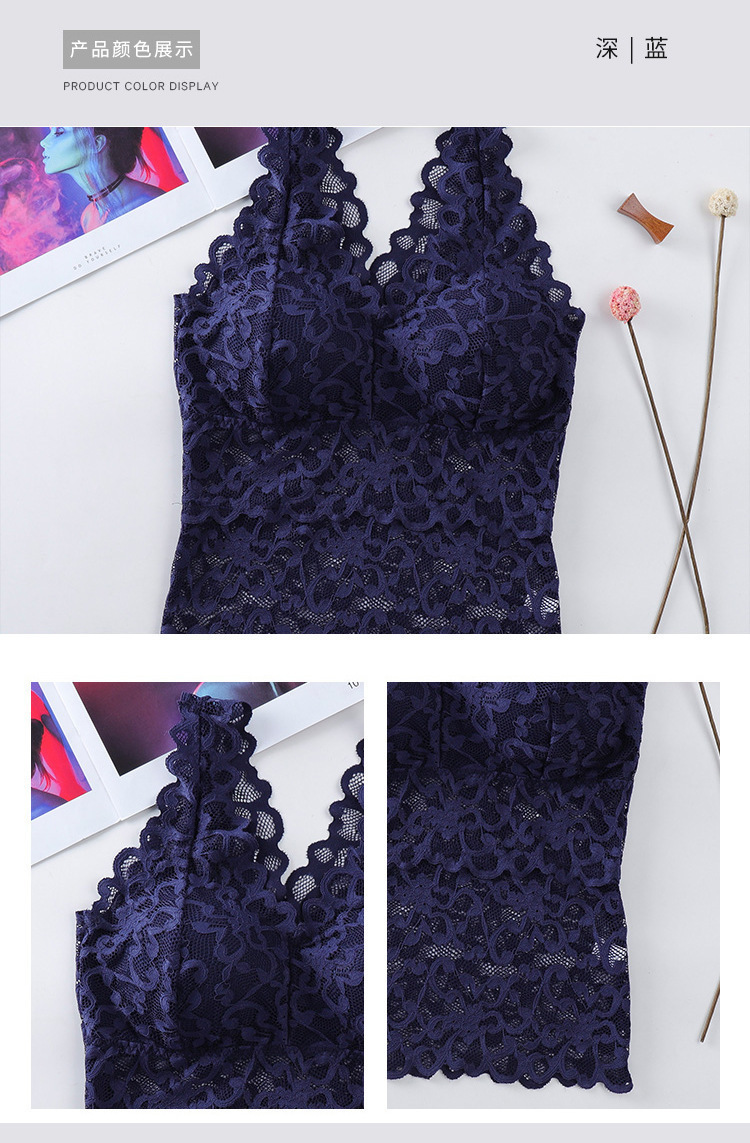 美背网红背心性感蕾丝V领吊带长款外穿内衣打底防走光带胸垫抹胸详情16