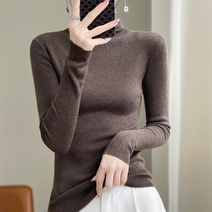肌肤感100%羊毛一线成衣无缝秋冬新短款女半高领宽松打底针织毛衣详情19