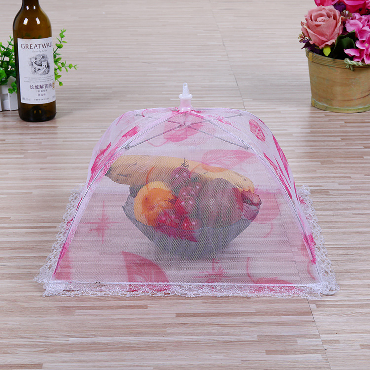 Meal cover, lace folding table cover, dust-proof and fly-proof food cover, kitchen small tools, printed fabric vegetable cover pic 13