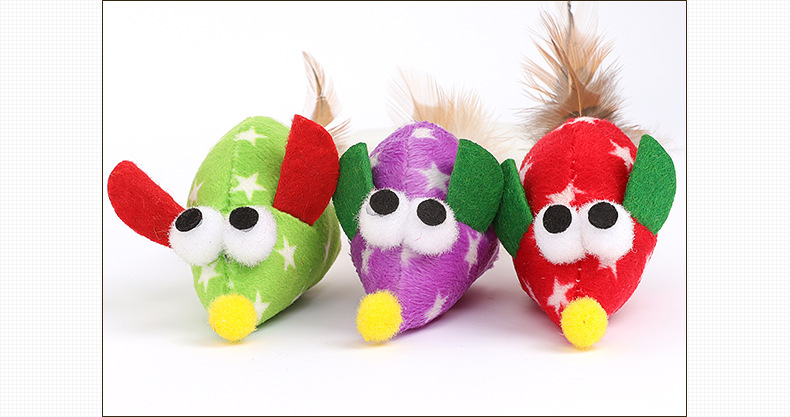 Pet cat toy manufacturers wholesale plush mouse toys for playing with cats, big-eyed feather mouse catnip toys pic 14
