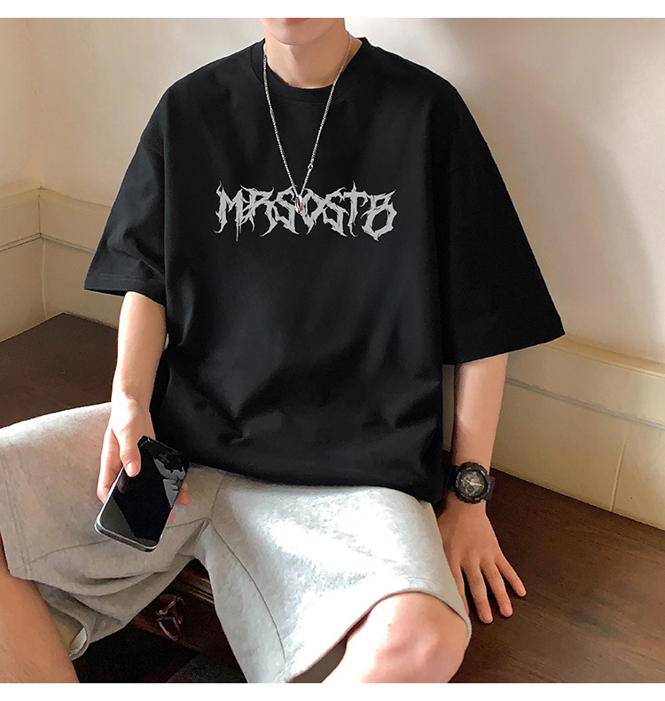 Camiseta de manga corta americana de algodón pesado hombre 2024 nuevo verano hombre retro country trend oversize pic 18