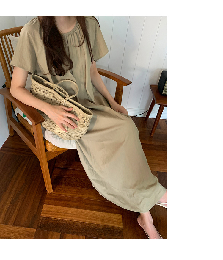 2024年夏季新款连衣裙 韩国ins风休闲家居宽松短袖度假中长款裙子详情7