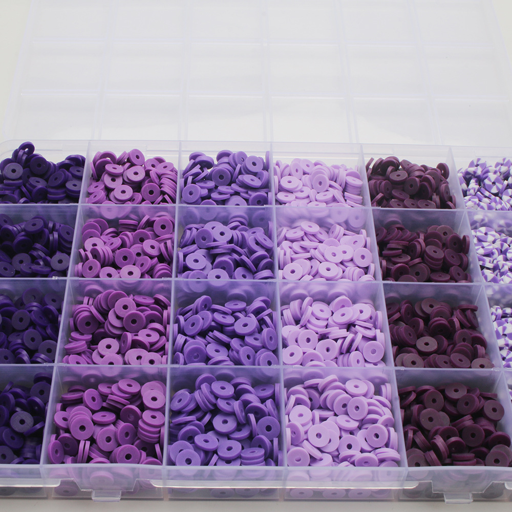 软陶片串珠渐变单色6mm 饰品DIY手链项链饰品配件24格软陶片盒装详情10