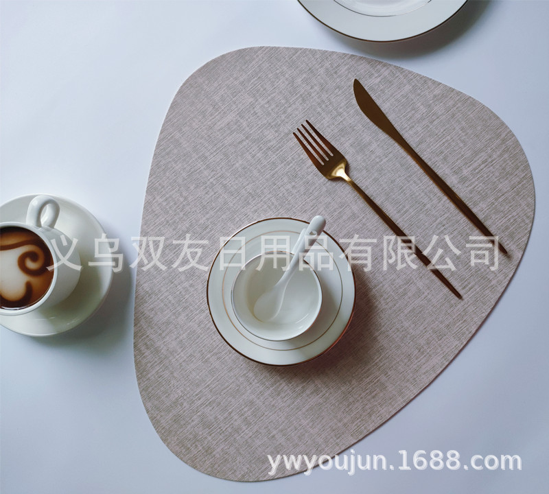 PVC木纹蛋形西餐垫北欧隔热垫碗垫餐垫家用垫防水防油桌垫装饰垫详情12