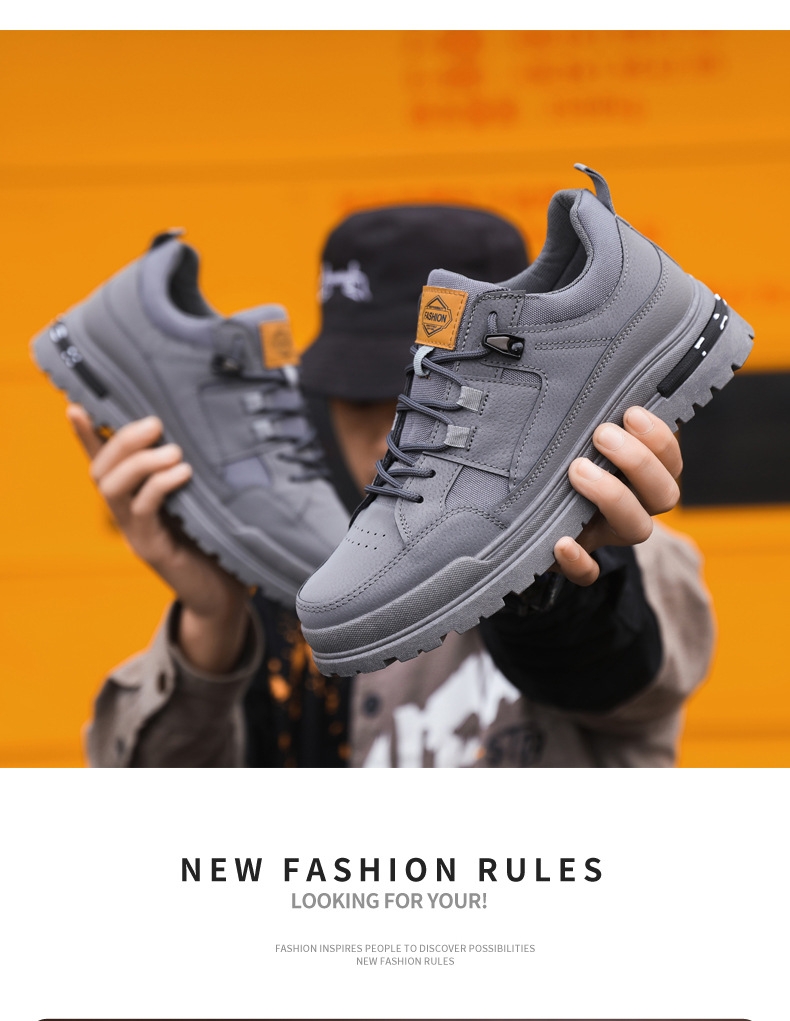 秋冬复古男士休闲鞋皮面防水耐磨男士板鞋潮流百搭软底户外运动鞋详情21