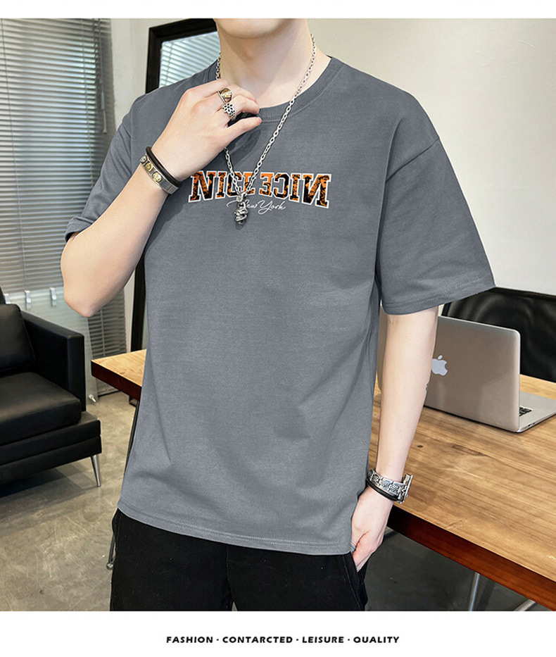 新款夏季男士短袖t恤男潮牌棉体恤男T宽松薄款夏天半袖上衣服男装详情19