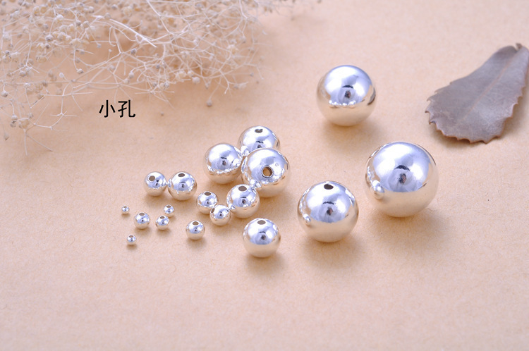 DIY positioning beads, positioning beads, silver beads, loose beads, round beads and smooth beads accessories of 925 sterling silver handmade bracelet rope pic 9