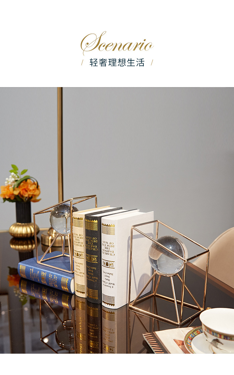 Wholesale of creative and light luxury book ornaments, metal books, home wine cabinets, office desks, bookshelves and decorative items pic 6