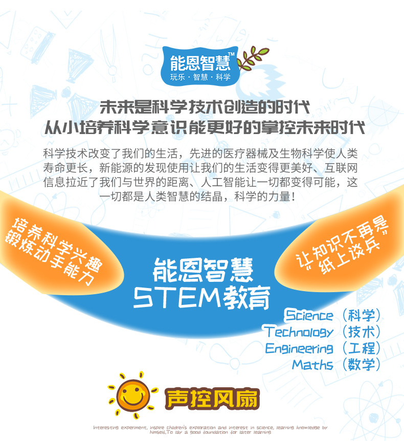 智能感应声控风扇科技小制作 中小学生创客单机片实验材料包教具详情10