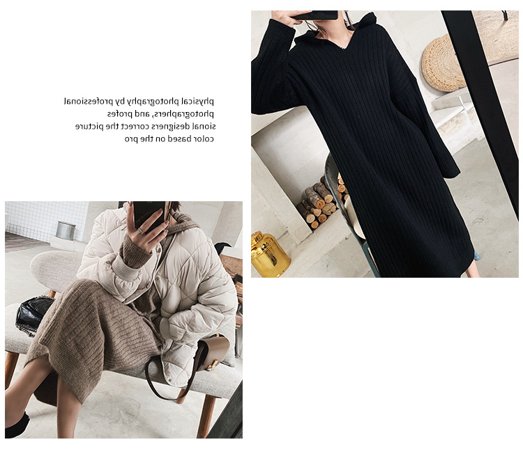 卫衣裙女秋冬连帽加厚长款毛衣裙过膝大衣内搭打底针织连衣裙宽松详情22