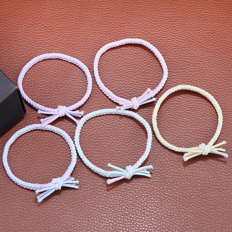 Korean version cute colorful woven rubber bands, candy-colored knotting hair ties, spring-colored hair bands, bows, forest girl headwear pic 4