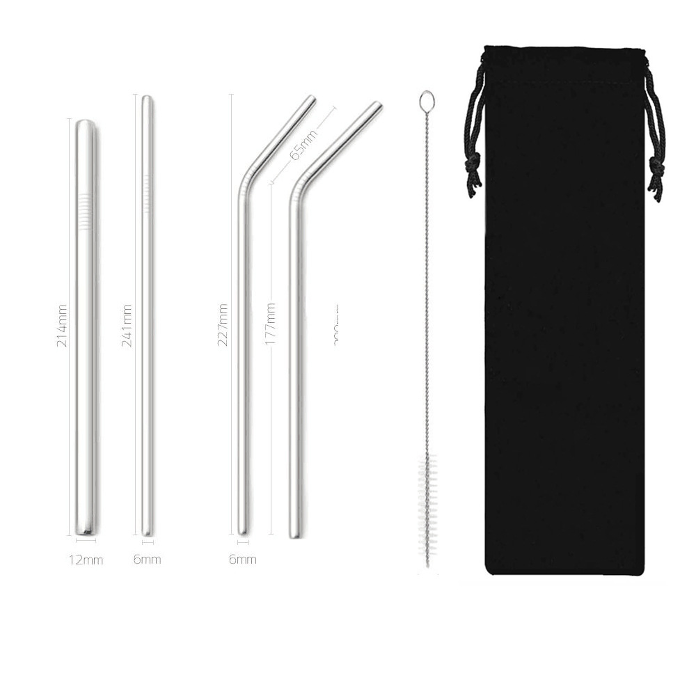 SWENO thickened 304 stainless steel straws, eco-friendly and portable, black bag straw set, customizable, portable, easy to clean, reusable, thickened stainless steel straws for outdoor and household use. pic 13