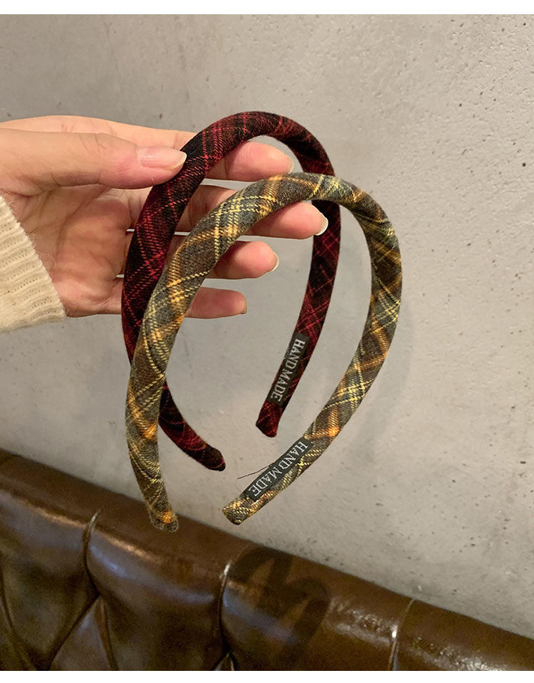 学院风格纹发箍女款头饰百搭复古气质外出发卡布艺压发细头箍发饰详情13