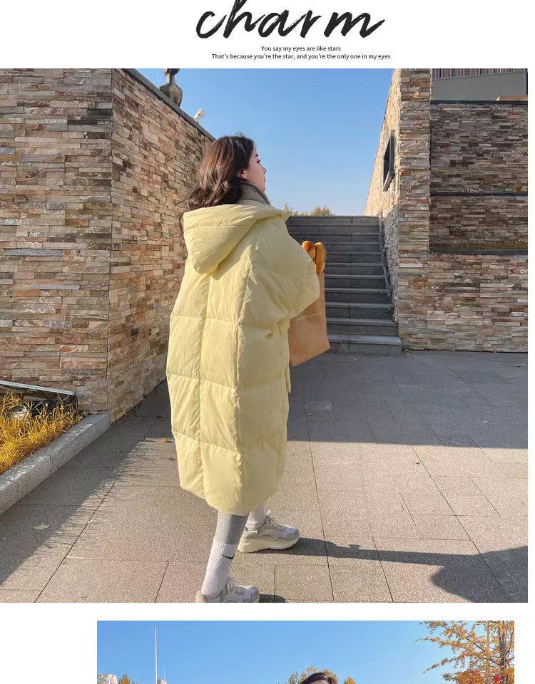 奶黄羽绒棉服女中长款2022冬新款韩版chic面包服宽松加厚棉衣外套详情21