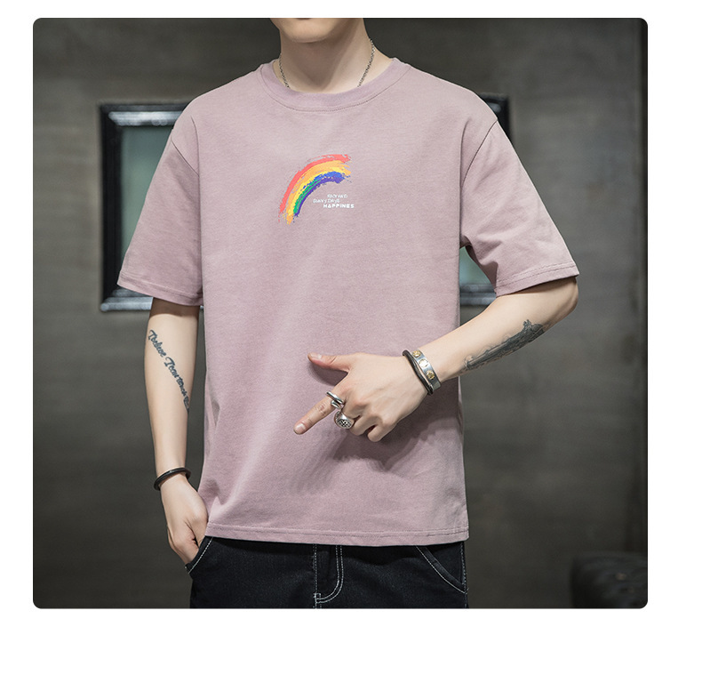 Short-sleeved T-shirt for men, Korean style, summer loose cotton T-shirt, cross-border new style, student bottom layer, half-sleeved shirt pic 92