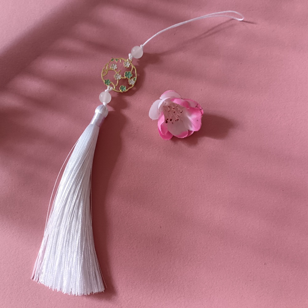 Jiuyue Ancient-style Golden Branch and Jade Leaf Plum Blossom tassel pendant, pendant hanging tassel, Hanfu accessory forbidden step, pressed lapel, handcrafted pic 5