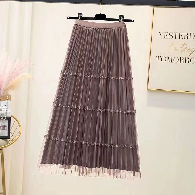 2024年新款夏季网纱裙法式甜美高腰显瘦A字百褶裙百搭网纱半身裙详情6