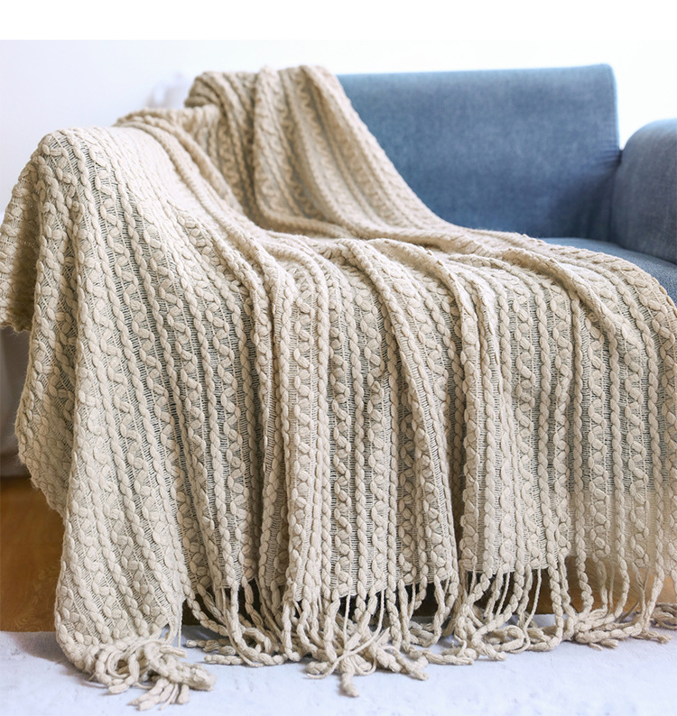Sofa blanket, knitted blanket, Nordic sofa towel, cover fabric, fringed woolen blanket, air conditioning blanket, nap blanket, pillowbed blanket pic 35